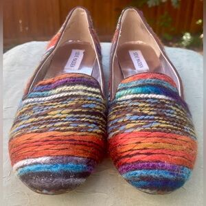 Steve Madden Multicolor Woven Wool Slip-on Boho Loafer Flats Women's Size 8